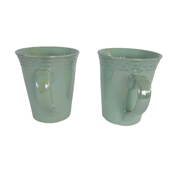 Belle Maison Iridescent Mint Green Mugs Set of 2 - Picture 7 of 11